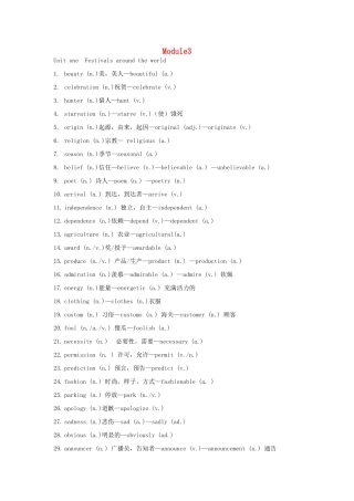 高中英语 重点词词性变换素材 新人教版必修3