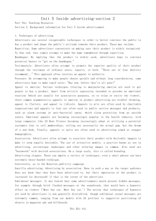 高中英语Unit 5 Inside advertising-section 2人教版必修9