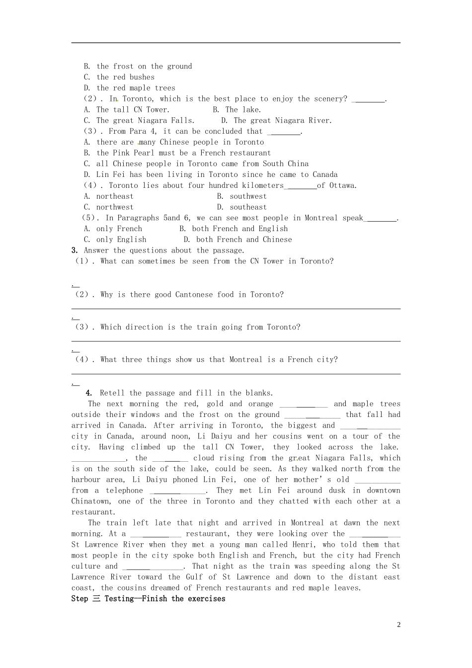 高中英语《Unit5 Canada—“The True North”Using language》导学案 新人教版必修3-新人教版高二必修3英语学案_第2页