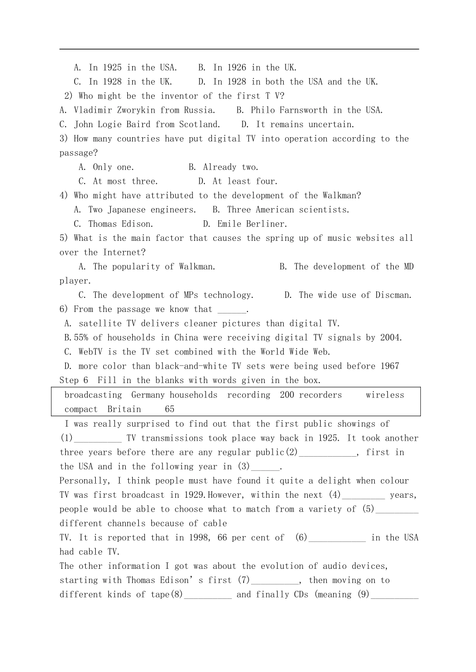 高中英语牛津模块七unit1 welcome reading导学案选修7_第3页