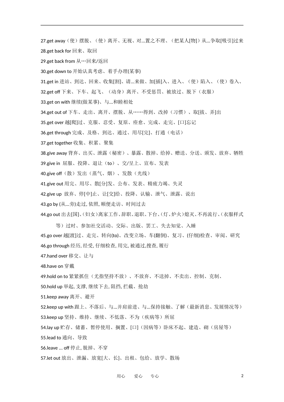 高中英语强档 30年年全国（包括各地）高考英语单选题考查中所涉及到的短语动词汇编（大全）_第2页