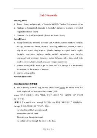 高中英语：Unit 3 Australia学案（新人教选修9）