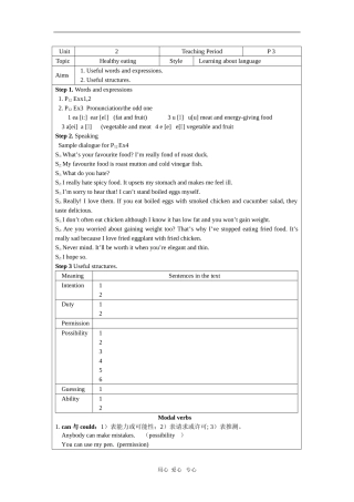 高中英语：unit2 Healthy eating学案-3（新人教必修3）