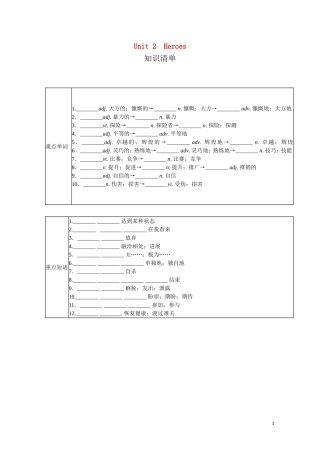 高中英语一轮复习 Part I Unit 2 Heroes学案 北师大版