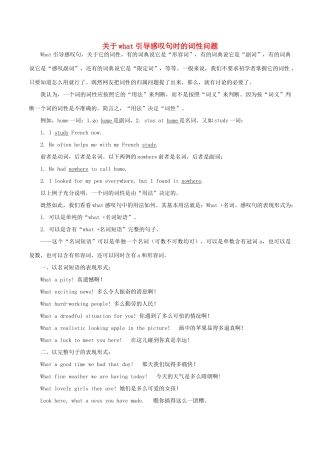 高中英语疑难探究 关于what引导感叹句时的词性问题素材-人教版高中全册英语素材