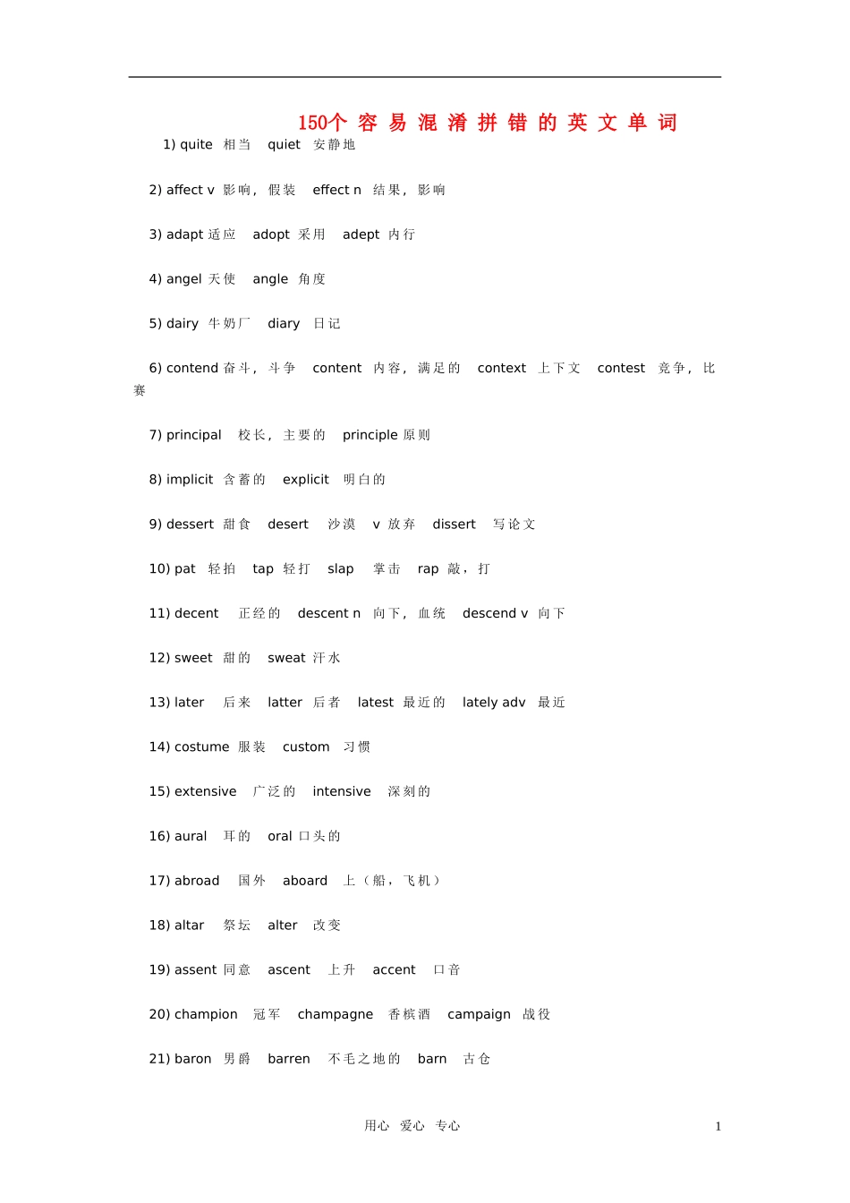 高中英语课外辅导 151个容易混淆拼错的英文单词 牛津译林版_第1页