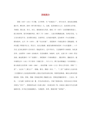 高中语文 3.9《赤壁赋》苏轼简介素材 新人教版必修2-新人教版高中必修2语文素材