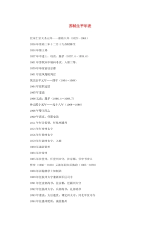 高中语文 3.9《赤壁赋》苏轼生平年表素材 新人教版必修2-新人教版高中必修2语文素材