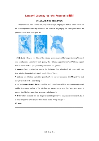 高中英语：unit8 lesson4 Journey to the Antarctic（北师大版必修3）