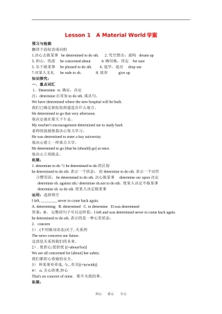 高中英语：unit10 lesson1 a material world学案 北师大版必修4