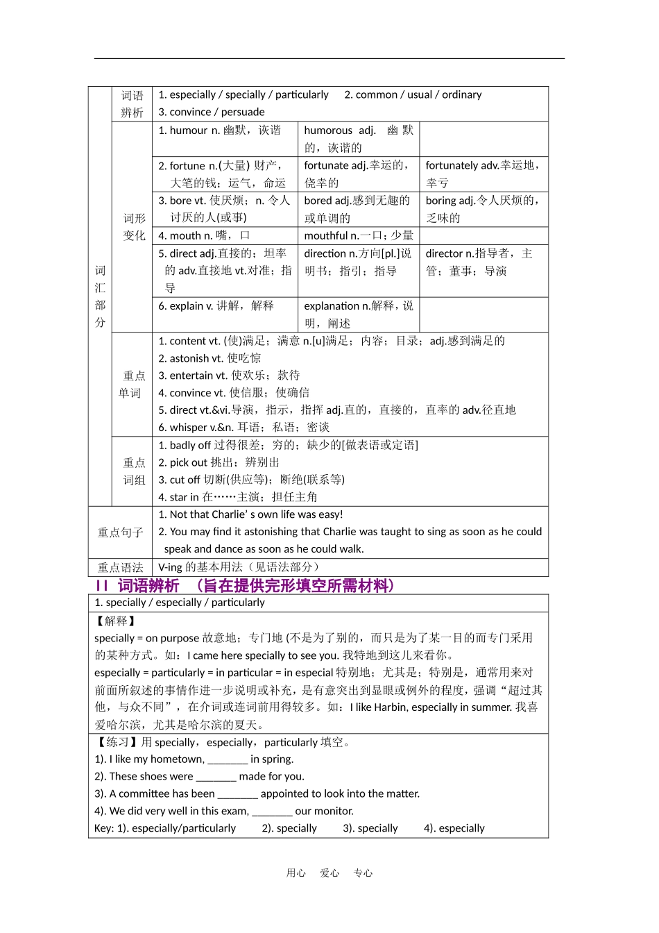 高中英语：直击2010年之《高考优学》教材梳理——Unit 3  A taste of English humour（必修4）_第3页