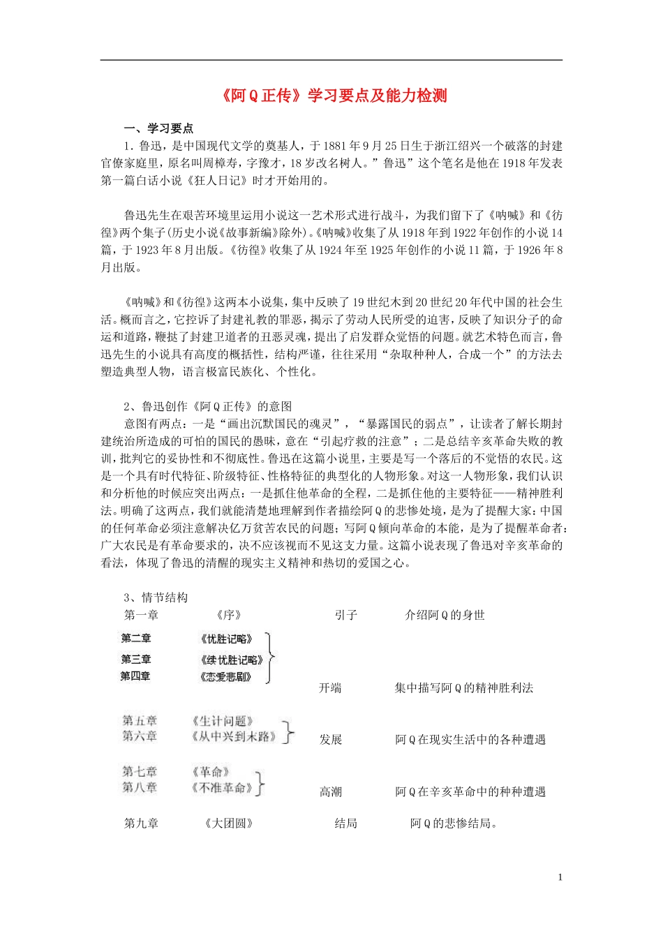 高中语文 10 阿Q正传学案 鲁教版必修4_第1页