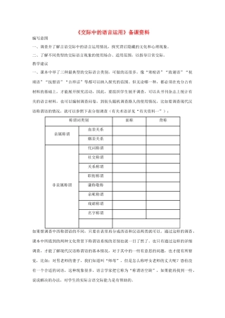 高中语文 《交际中的语言运用》备课资料