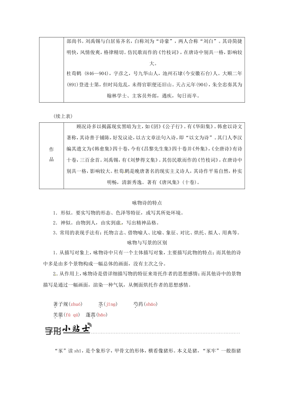 高中语文 11咏物诗四首学案 粤教版选修《唐诗宋词元散曲选读》-粤教版高二《唐诗宋词元散曲选读》语文学案_第2页