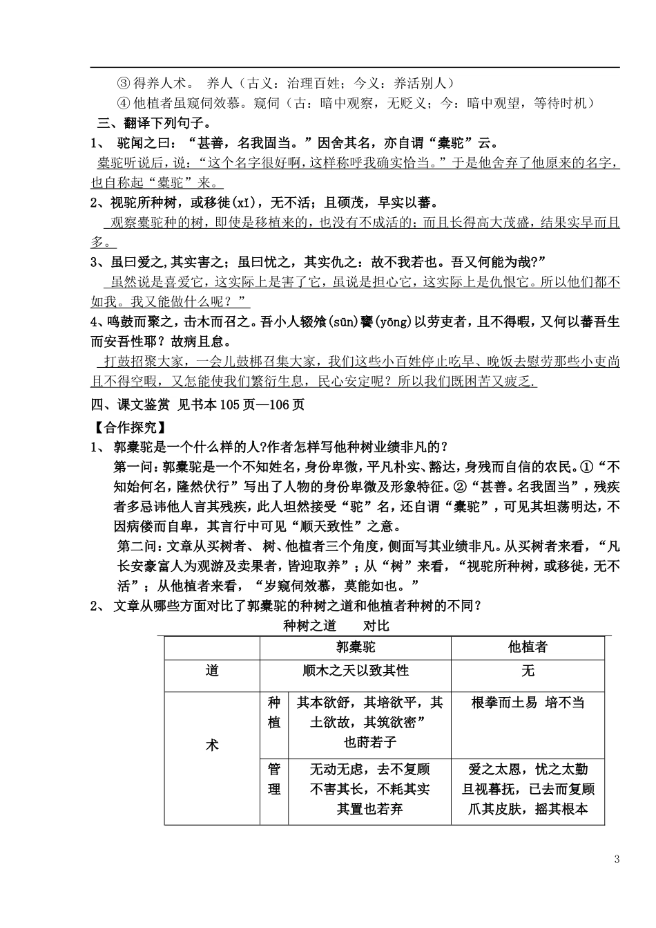 高中语文 6.1 种树郭橐驼传导学案 新人教版选修《中国古代诗歌散文欣赏》-新人教版高二《中国古代诗歌散文欣赏》语文学案_第3页
