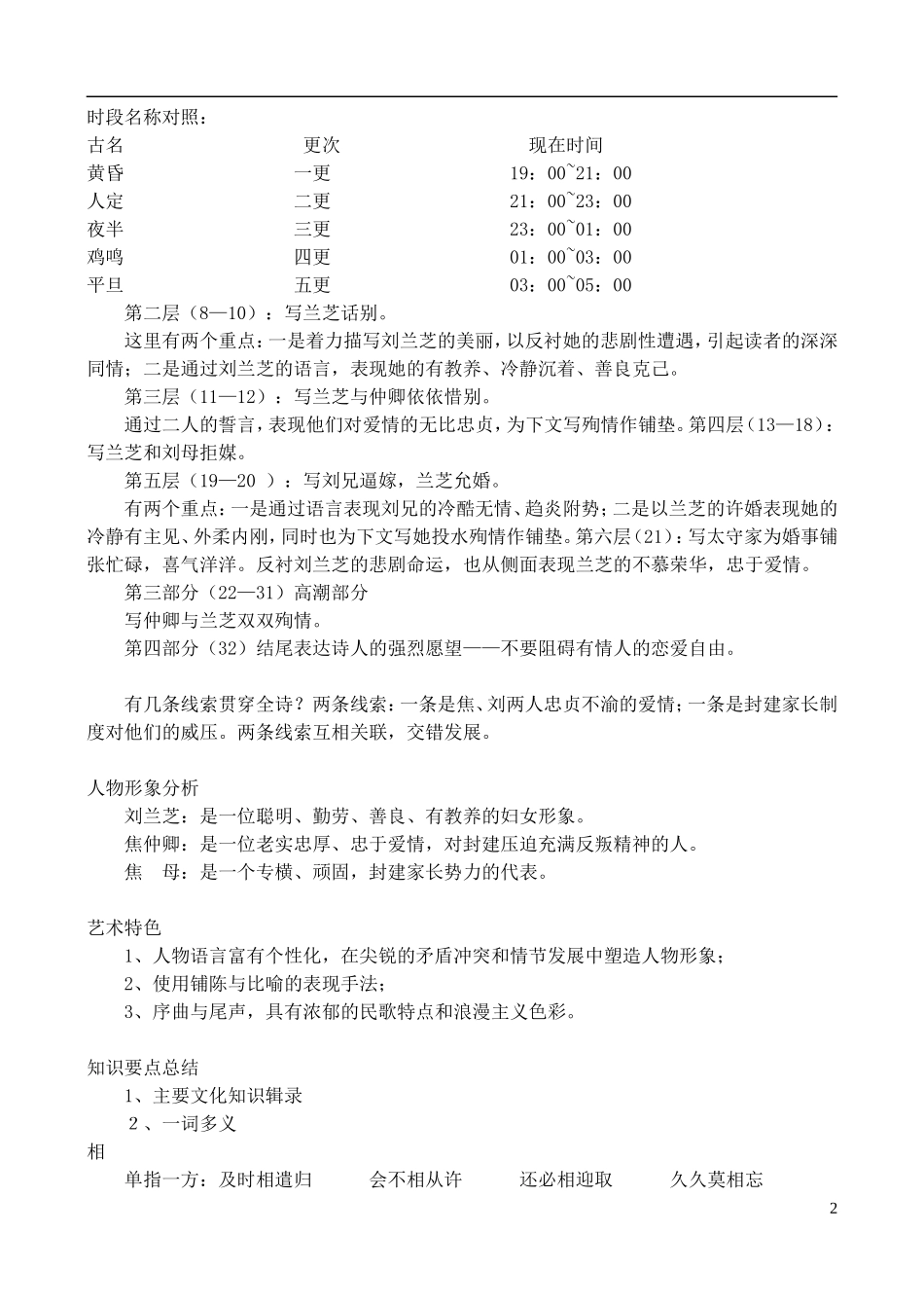 高中语文 《孔雀东南飞（并序）》学案 鲁教版必修5_第2页