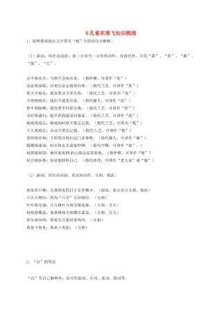 高中语文 6孔雀东南飞知识梳理素材 新人教版必修2-新人教版高一必修2语文素材