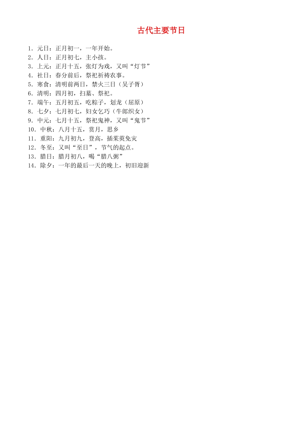 高中语文 从古代主要节日素材_第1页