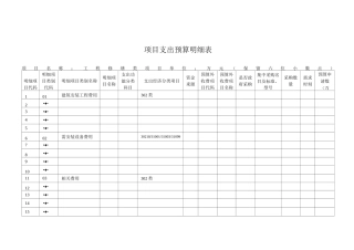 项目支出预算明细表