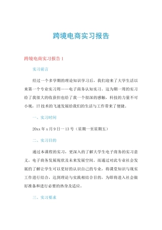 跨境电商实习报告