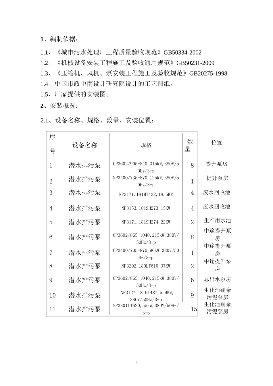 提升泵房潜水排污泵安装方案1_第2页