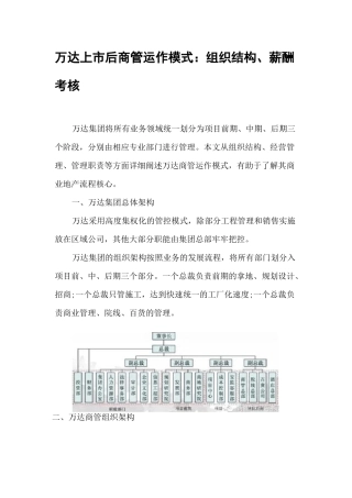 万达上市后商管运作模式(组织结构、薪酬考16995939.介绍