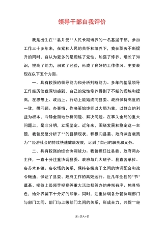 领导干部自我评价