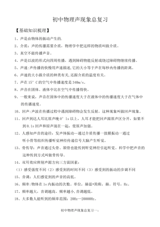 初中物理声现象总复习