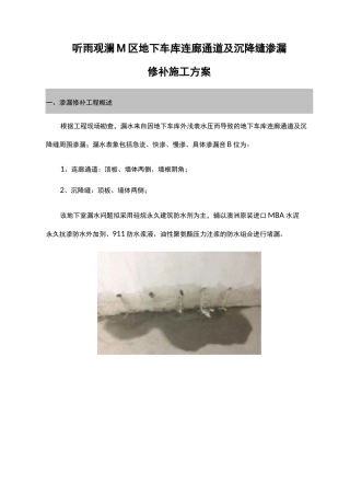 防水渗漏修补施工组织设计方案