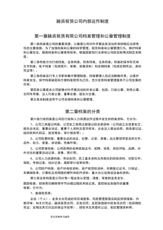 融资租赁公司内部运作制度汇编