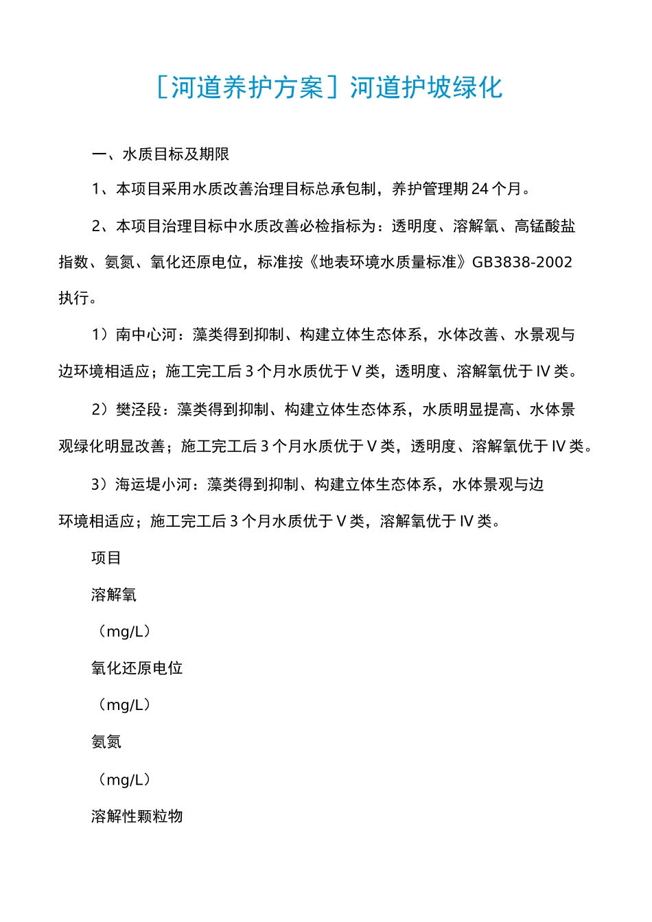 [河道养护方案]河道护坡绿化_第1页