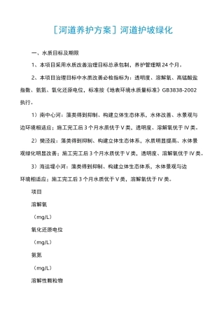 [河道养护方案]河道护坡绿化