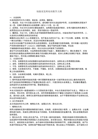 初年级美发师教学大纲