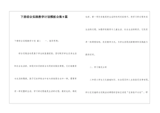 下册综合实践教学计划模板合集9篇