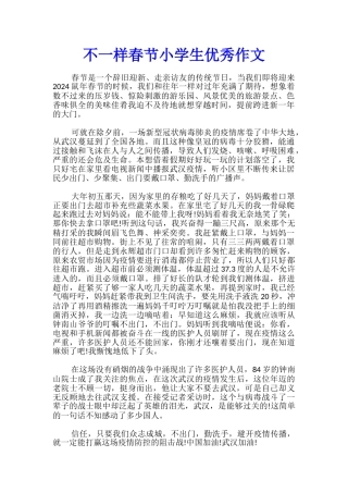 不一样春节小学生优秀作文