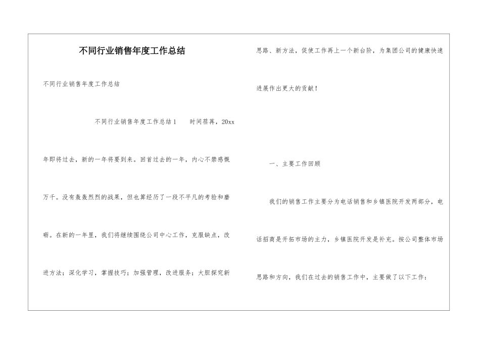 不同行业销售年度工作总结_第1页