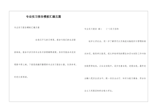 专业实习报告模板汇编五篇