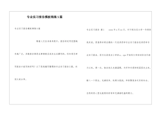 专业实习报告模板锦集5篇