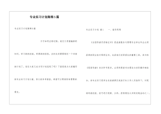 专业实习计划集锦5篇