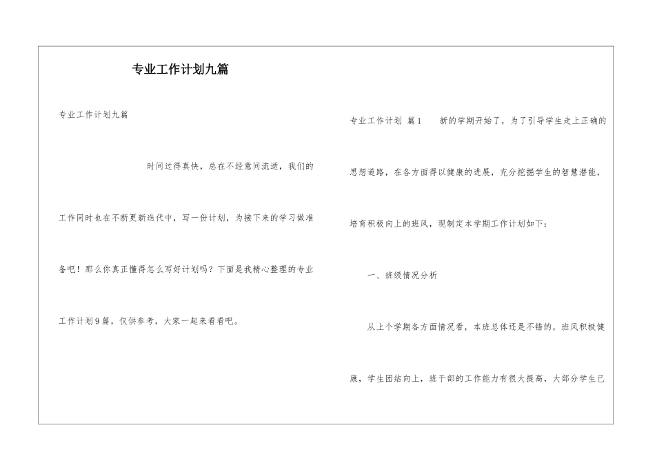专业工作计划九篇_第1页