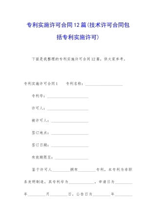 专利实施许可合同12篇