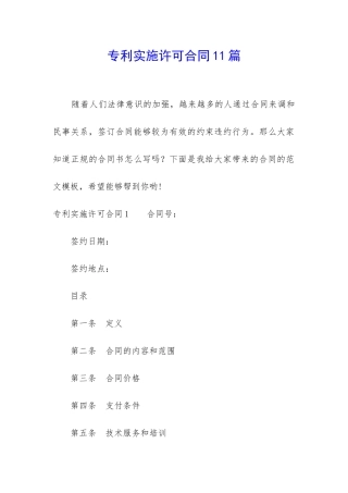 专利实施许可合同11篇