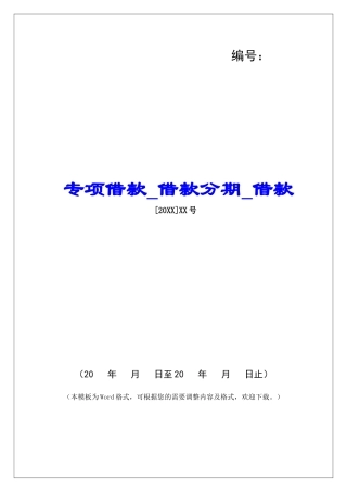 专项借款借款分期借款