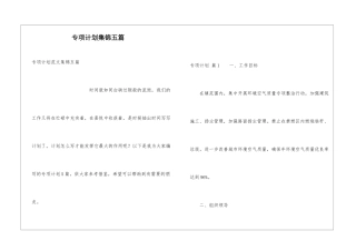 专项计划集锦五篇