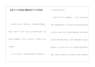业务个人工作总结煤炭业务个人工作总结
