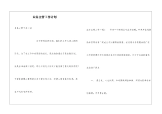 业务主管工作计划