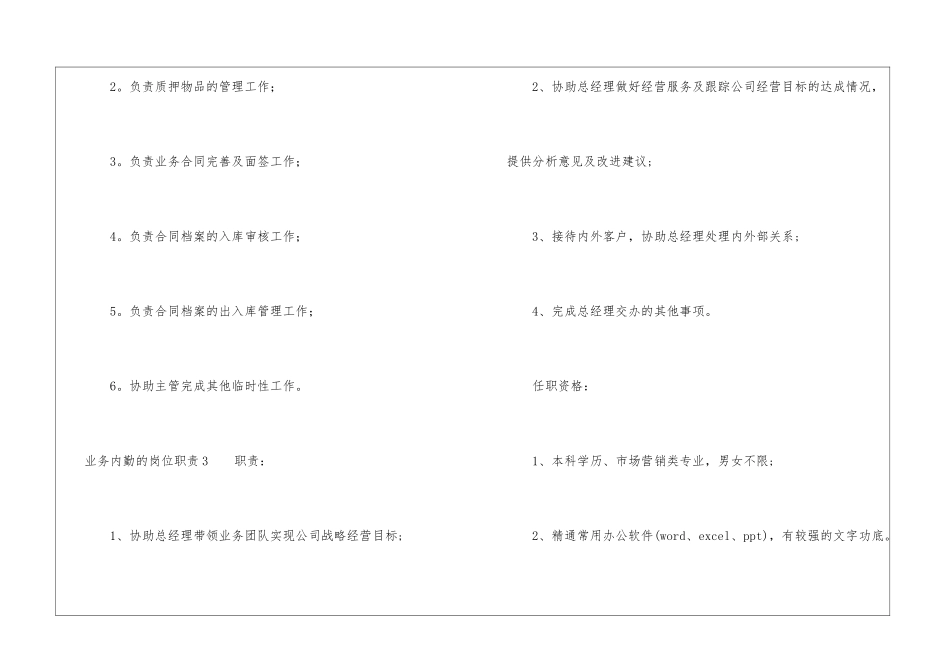 业务内勤的岗位职责4篇_第2页