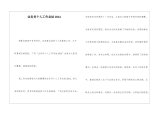 业务员个人工作总结2024