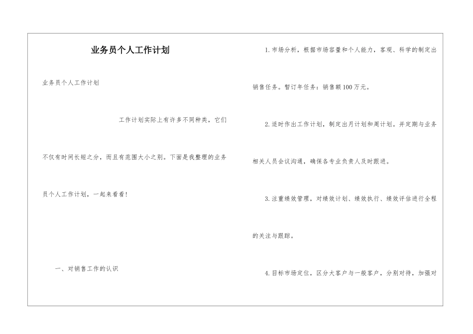 业务员个人工作计划_第1页