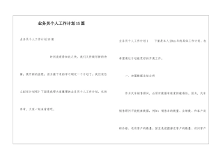 业务员个人工作计划15篇